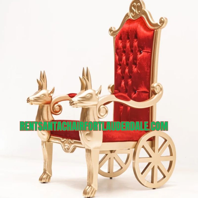 Red Santa chair rental in Fort Lauderdale for Christmas parties